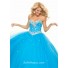 Ball Gown sweetheart floor length blue tulle prom dress with beading