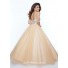 Ball Gown sweetheart floor length champagne beaded tulle prom dress