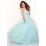 Ball Gown sweetheart floor length light blue beaded organza prom dress with ruffles