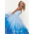 Ball Gown sweetheart floor length blue multi color prom dress with ruffles and beading