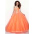 Ball Gown sweetheart floor length orange tulle beaded prom dress with corset