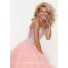 Ball Gown sweetheart floor length pink beaded prom dress with ruffles
