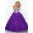 Ball Gown sweetheart floor length purple beaded prom dress with ruffles