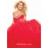 Ball Gown sweetheart floor length red organza prom dress with ruffles