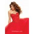 Ball Gown sweetheart floor length red tulle prom dress with lace