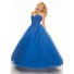 Ball Gown sweetheart floor length royal blue tulle prom dress with lace
