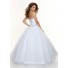 Ball Gown sweetheart floor length white beaded tulle prom dress with corset back