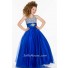 Ball Halter Royal Blue Tulle Beaded Little Flower Girl Party Prom Dress