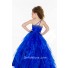 Ball One Shoulder Royal Blue Beaded Organza Ruffle Little Girl Evening Prom Dress