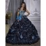 Beautiful Ball Gown One Shoulder Navy Blue Taffeta Quinceanera Dress With Embroidered Beading