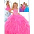 Beauty Puffy Pink Organza Ruffle Beaded Little Girls Pageant Party Prom Dress