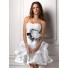 Casual Ball Strapless Informal Short Mini Organza Wedding Dress With Flower Feather