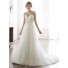 Charming A Line Strapless Tulle Lace Beaded Wedding Dress With Sash