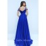 Charming Off The Shoulder Long Royal Blue Chiffon Flowing Prom Dress