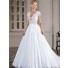 Charming Scalloped Neckline Cap Sleeve Illusion Back Lace Tulle Wedding Dress