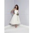 Classic A Line Princess Sweetheart Tea Length Tulle Lace Beaded Beach Wedding Dress Belt