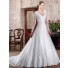 Classic A Line Scalloped Neckline Open Back Long Sleeve Lace Wedding Dress