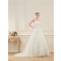 Classic A Line Strapless Scalloped Lace Wedding Dress Corset Back