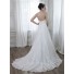 Classic A Line Strapless Tulle Lace Applique Wedding Dress With Buttons