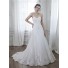 Classic A Line Strapless Tulle Lace Applique Wedding Dress With Buttons