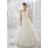 Classic Ball Gown Sweetheart Organza Lace Plus Size Wedding Dress Crystals Sash