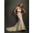 Classic Mermaid Strapless Champagne Lace Wedding Dress With Belt V Back