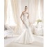 Classic Mermaid Strapless Tulle Lace Wedding Dress With Buttons