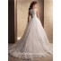 Classic Princess Ball Gown Bateau Neckline Tulle Lace Wedding Dress With Buttons