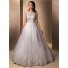 Classic Princess Ball Gown Bateau Neckline Tulle Lace Wedding Dress With Buttons