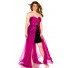 Classic Strapless Sweetheart Black Sequined Magenta Chiffon Plus Size Party Prom Dress