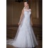 Classy A Line Bateau Neckline Sleeveless Lace Glitter Wedding Dress With Buttons