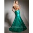 Couture Mermaid Straps Long Turquoise Silk Prom Dress Cut Outs Backless