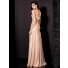 Couture Mermaid Sweetheart Long Peach Chiffon Evening Wear Dress With Slit
