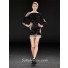Couture Sexy Backless Short Mini Black Sequin Cocktail Party Dress With Sleeves