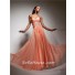 Cute A Line Princess Sweetheart Long Coral Chiffon Prom Dress With Beading