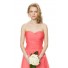 Cute A Line Strapless Sweetheart Short Coral Chiffon Ruched Party Bridesmaid Dress