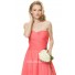 Cute A Line Strapless Sweetheart Short Coral Chiffon Ruched Party Bridesmaid Dress