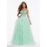 Cute Ball Gown Strapless Mint Green Tulle Ruffle Prom Dress With Beading