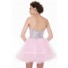 Cute Ball Strapless Short Pink Tulle Sequined Cocktail Party Prom Dress