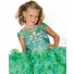 Cute Short Green Organza Ruffle Beaded Tutu Girl Pageant Dress
