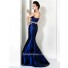 Designer Mermaid Sweetheart Long Royal Blue Taffeta Chiffon Evening Wear Dress