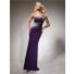 Designer Sheath One Shoulder Purple Chiffon Prom Dress With Beading Crystals