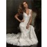 Dramatic Mermaid Cap Sleeve V Neck Lace Wedding Dress With Sheer Back