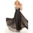 Elegant A-Line/Princess Sweetheart empire long black chiffon prom dress with beading