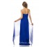 Elegant A Line Strapless Long Royal Blue Chiffon Draped Bridesmaid Dress With Tie Bow