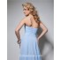 Elegant A Line Strapless Sweetheart Long Light Blue Chiffon Beaded Prom Dress
