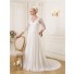 Elegant A Line V Neck And Back 3/4 Length Sleeve Lace Wedding Dress
