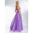 Elegant A Line V Neck Backless Long Lavender Purple Beading Prom Dress Open Back