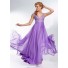 Elegant A Line V Neck Backless Long Lavender Purple Beading Prom Dress Open Back
