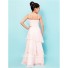 Elegant A line Princess Spaghetti Strap Long Pink Chiffon Junior Bridesmaid Dress